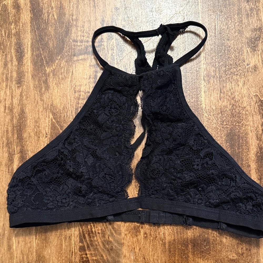 Women's Black Lace High-Neck Racerback Bralette
